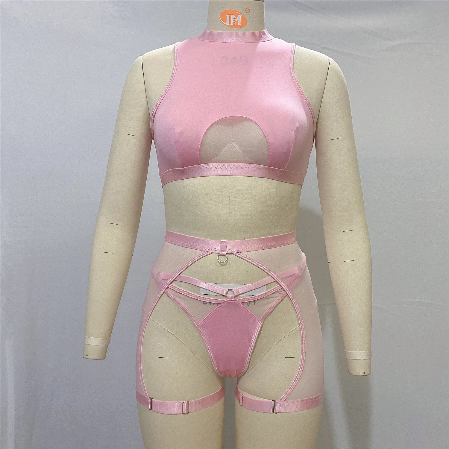 Sheer Mesh Wire-Free Lingerie Set (3pcs)