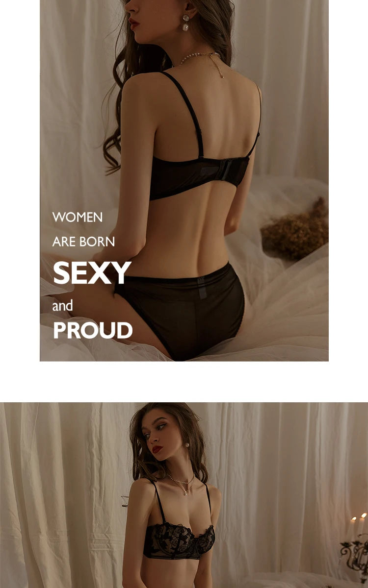 New Lace Lingerie Bra and Panty Set with Front Bow