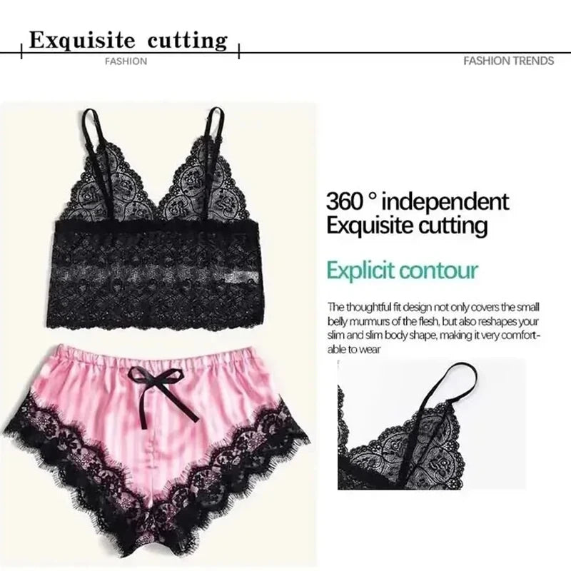 Velora Print Lace Robe Set