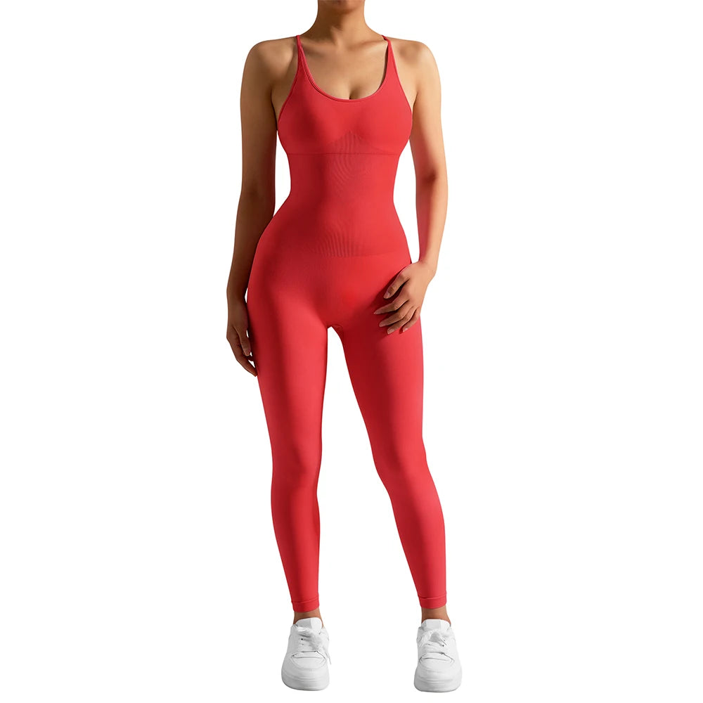Sleeveless Bodycon Jumpsuit – Women’s Full-Season Fitness & Casual Sporty Playsuit