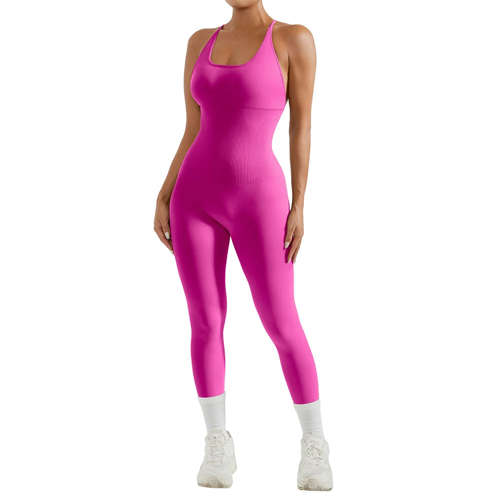 Sleeveless Bodycon Jumpsuit – Women’s Full-Season Fitness & Casual Sporty Playsuit