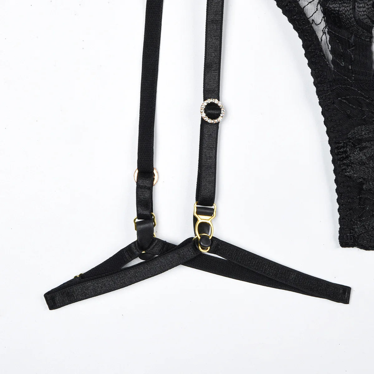 Luxury Embroidered Garter Lingerie Set – 3 Piece