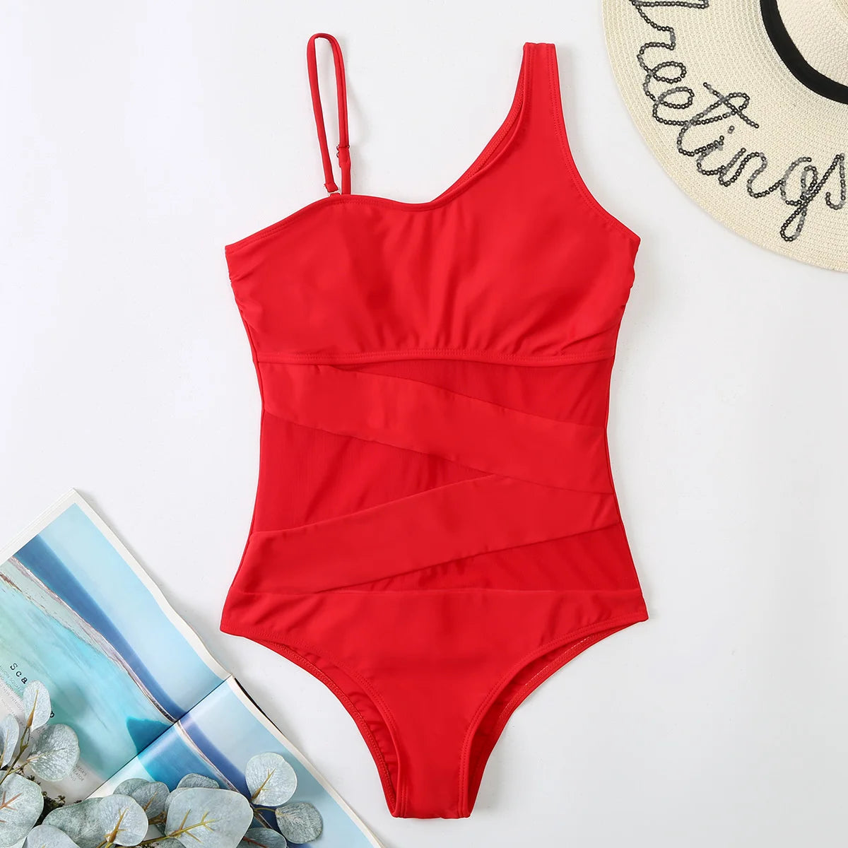 Women’s Mesh Net Push-Up One-Piece Swimsuit