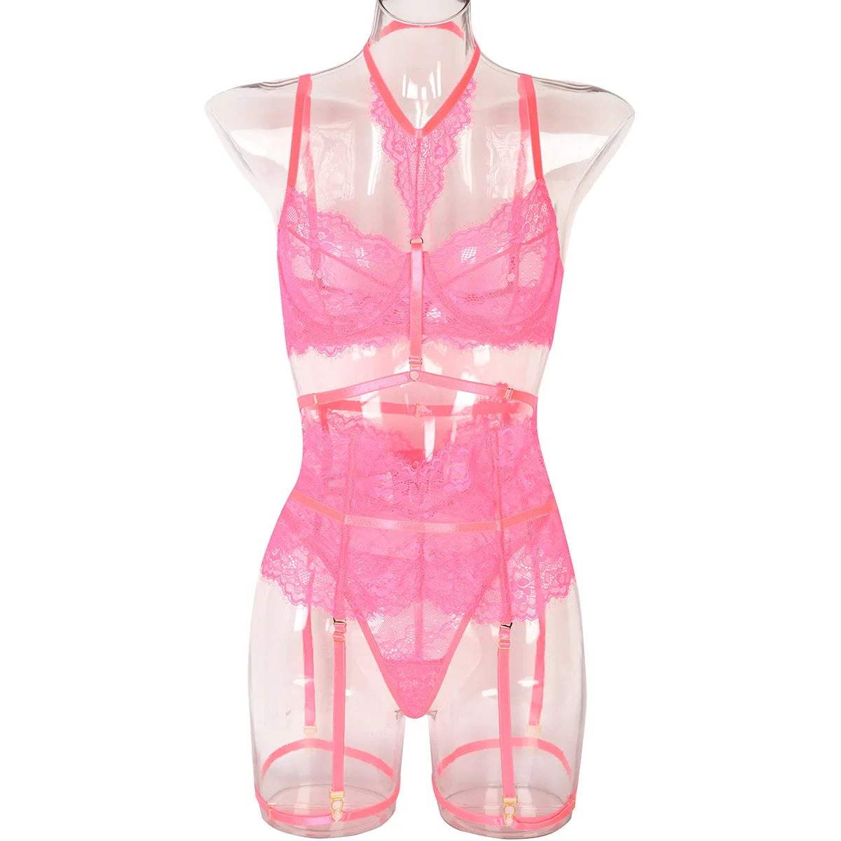 Patchwork Lace Lingerie Set – 3 Piece