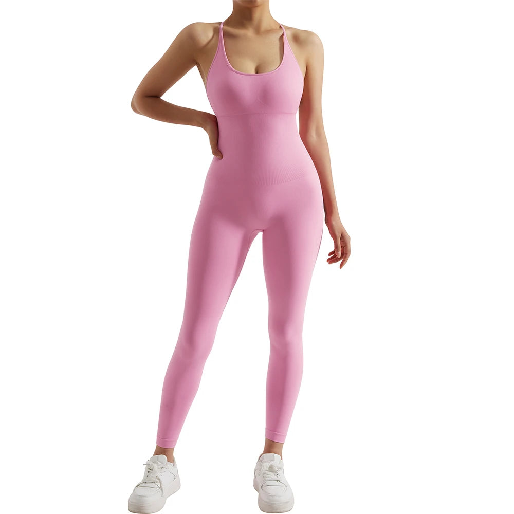 Sleeveless Bodycon Jumpsuit – Women’s Full-Season Fitness & Casual Sporty Playsuit