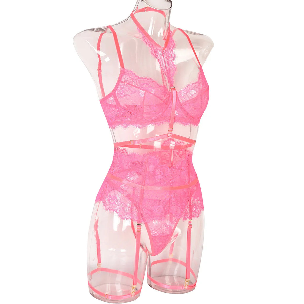 Patchwork Lace Lingerie Set – 3 Piece