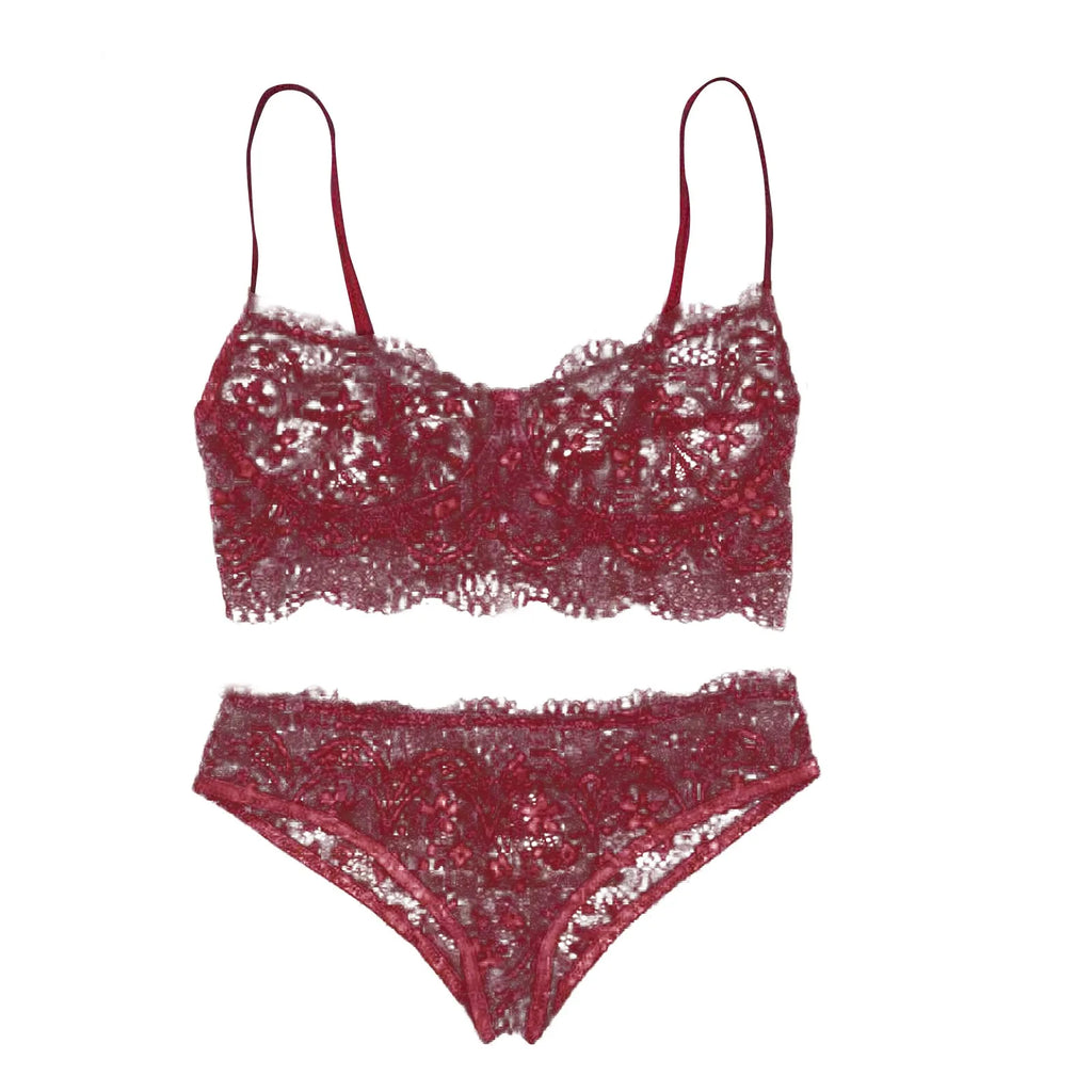 Sheer Lace Wireless Bra & Thong Lingerie Set