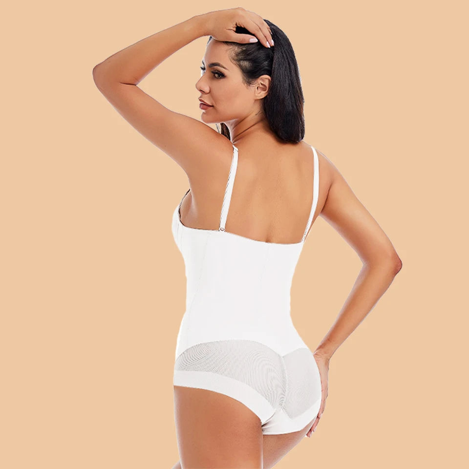 Women's White Underwire Bodysuit – Stretch Silky Shapewear