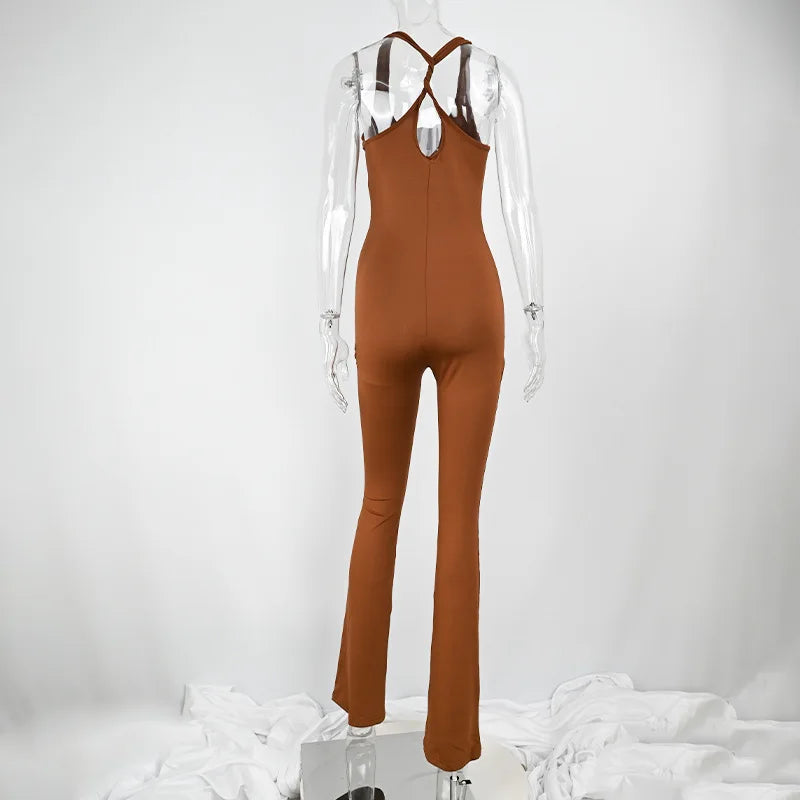Hollow Out Backless Jumpsuit – Sexy Sleeveless Bodycon Romper for Women