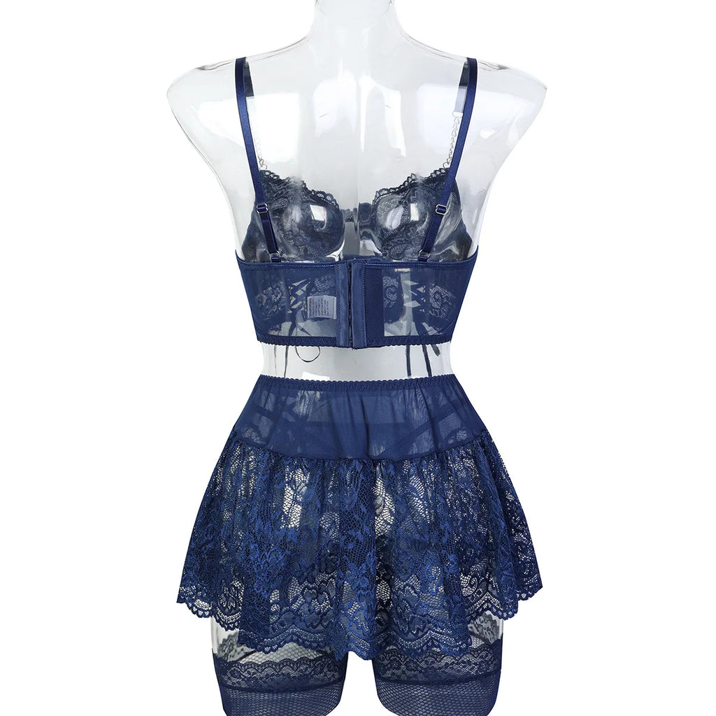 Ellolace Lace Skirt Lingerie Set – Brazilian Hot Ensemble