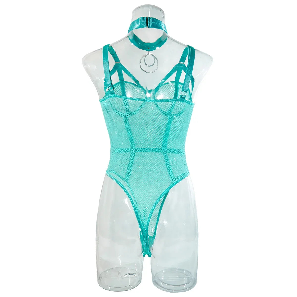 Hollow-Out Lace Bodysuit – Deep V Underwire