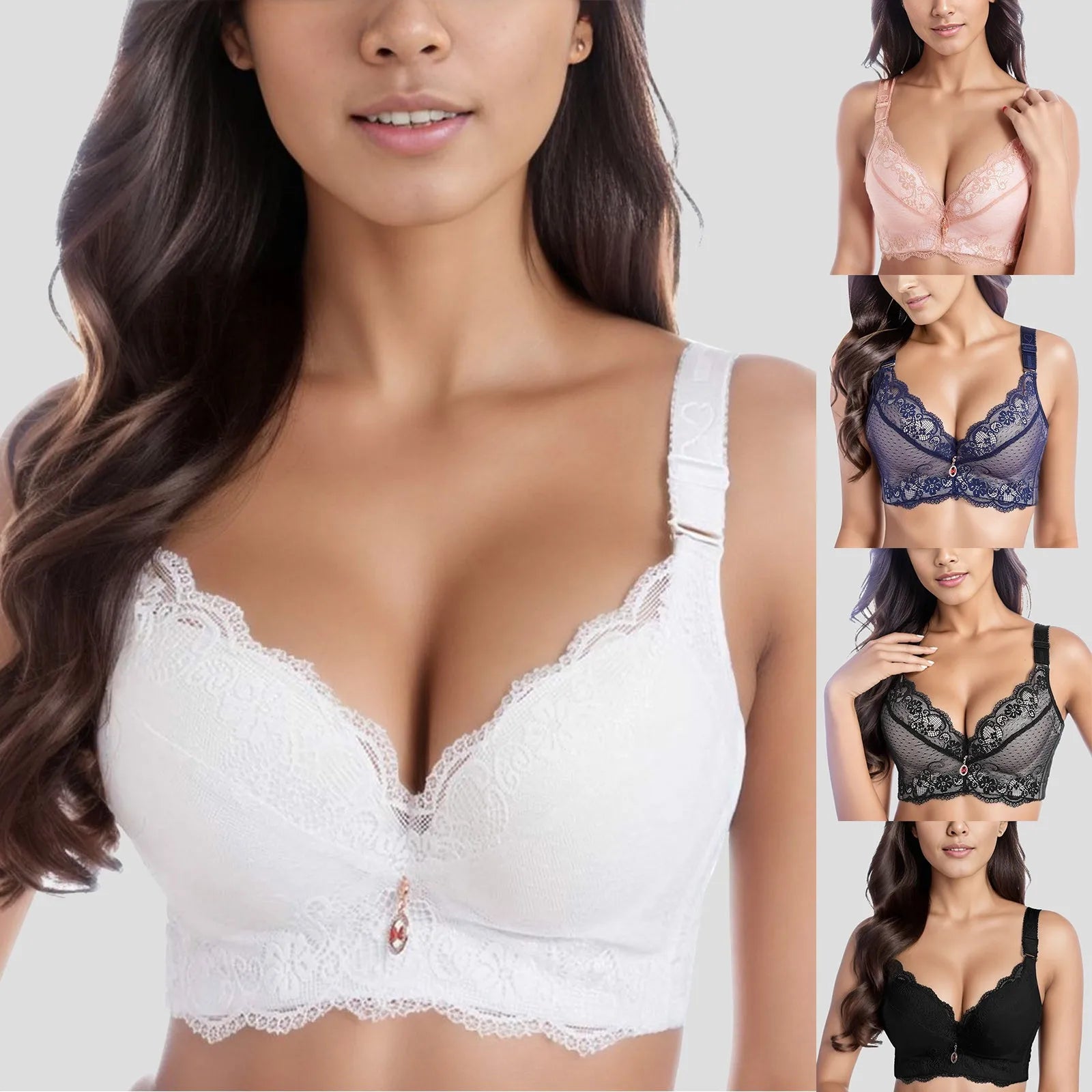 Strapless Lace Push-Up Bra – Padded Underwear with Hook & Eye Closure