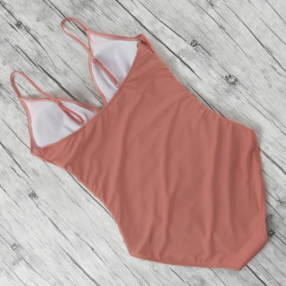 Women’s Halter Push-Up One-Piece Swimsuit – Plus Size Tankini