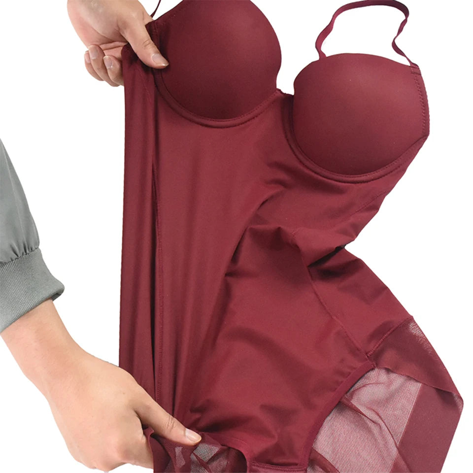 Women's White Underwire Bodysuit – Stretch Silky Shapewear