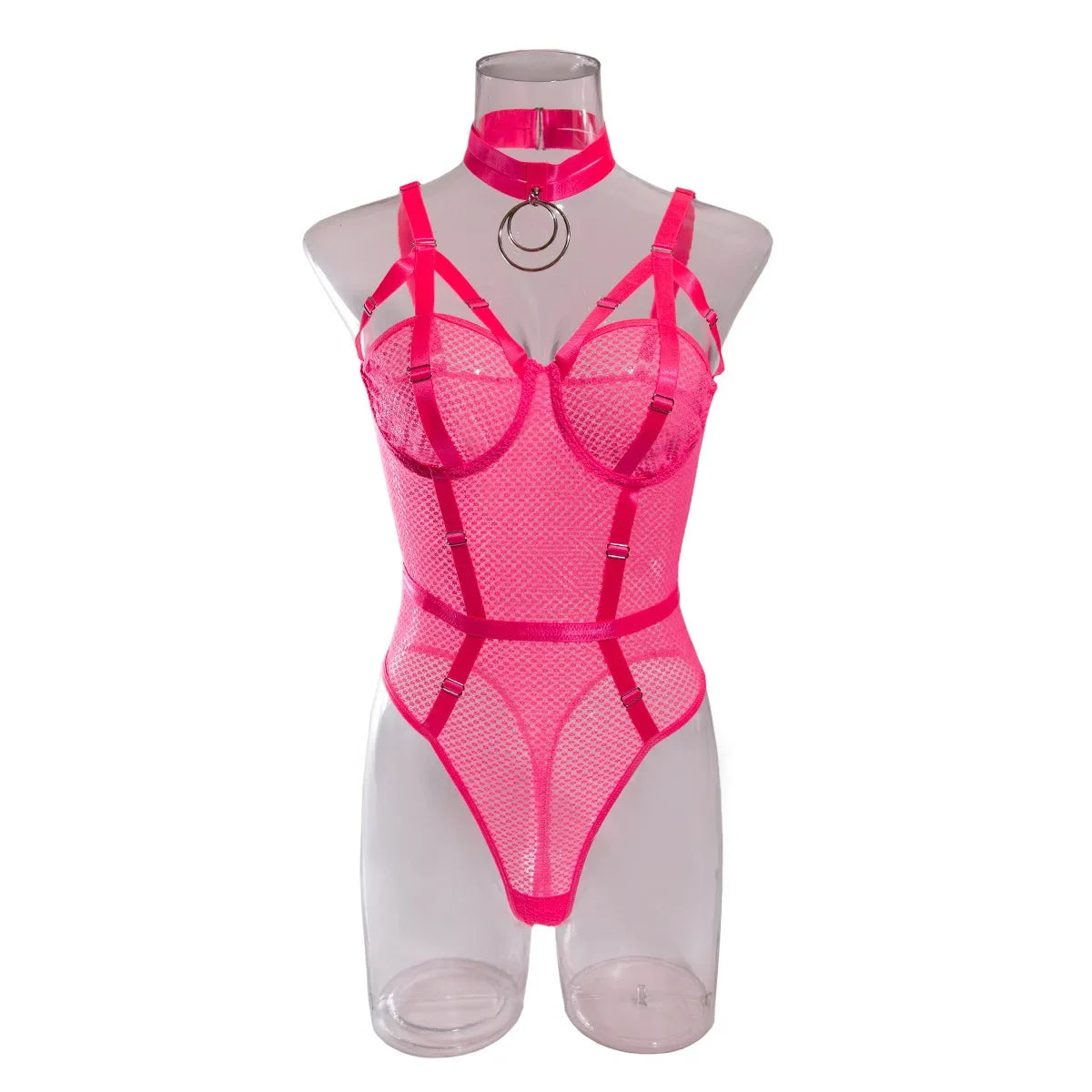 Hollow-Out Lace Bodysuit – Deep V Underwire