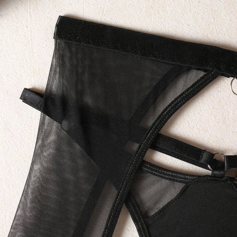 Sheer Mesh Wire-Free Lingerie Set (3pcs)