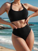 Celine Noir - U-Neck High-Waist Bikini