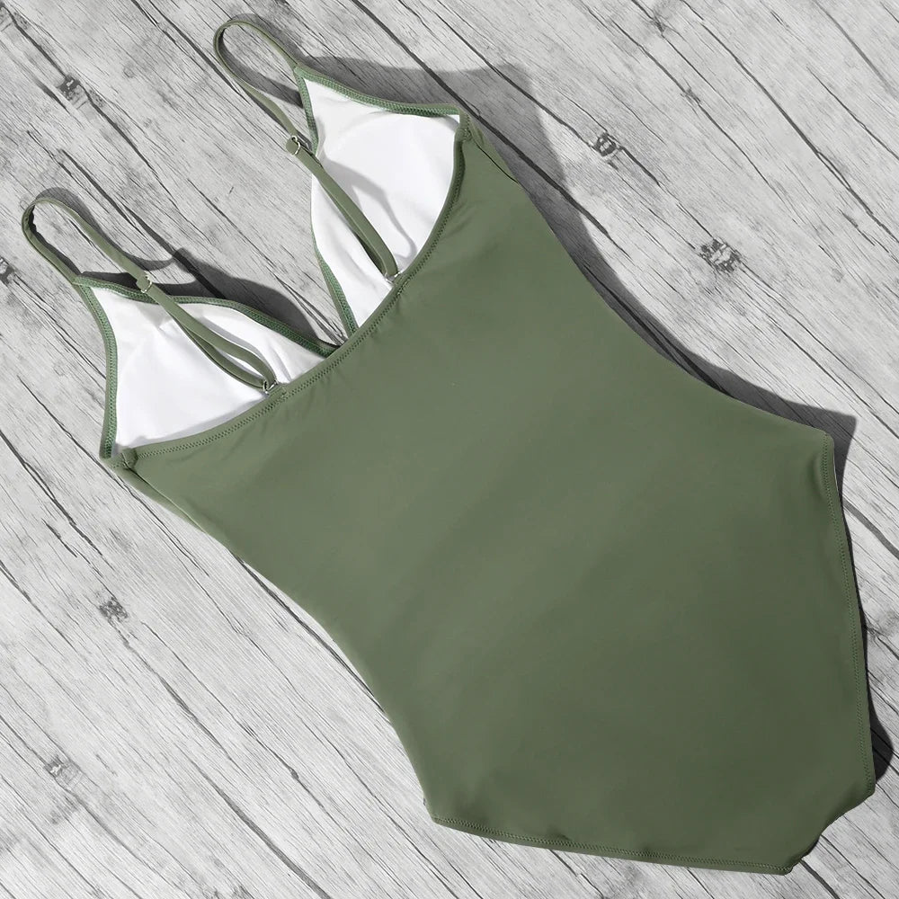 Women’s Halter Push-Up One-Piece Swimsuit – Plus Size Tankini