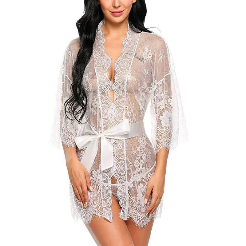 Women's Sexy Lace Nightdress – Flirty Babydoll Lingerie with Bow Detail