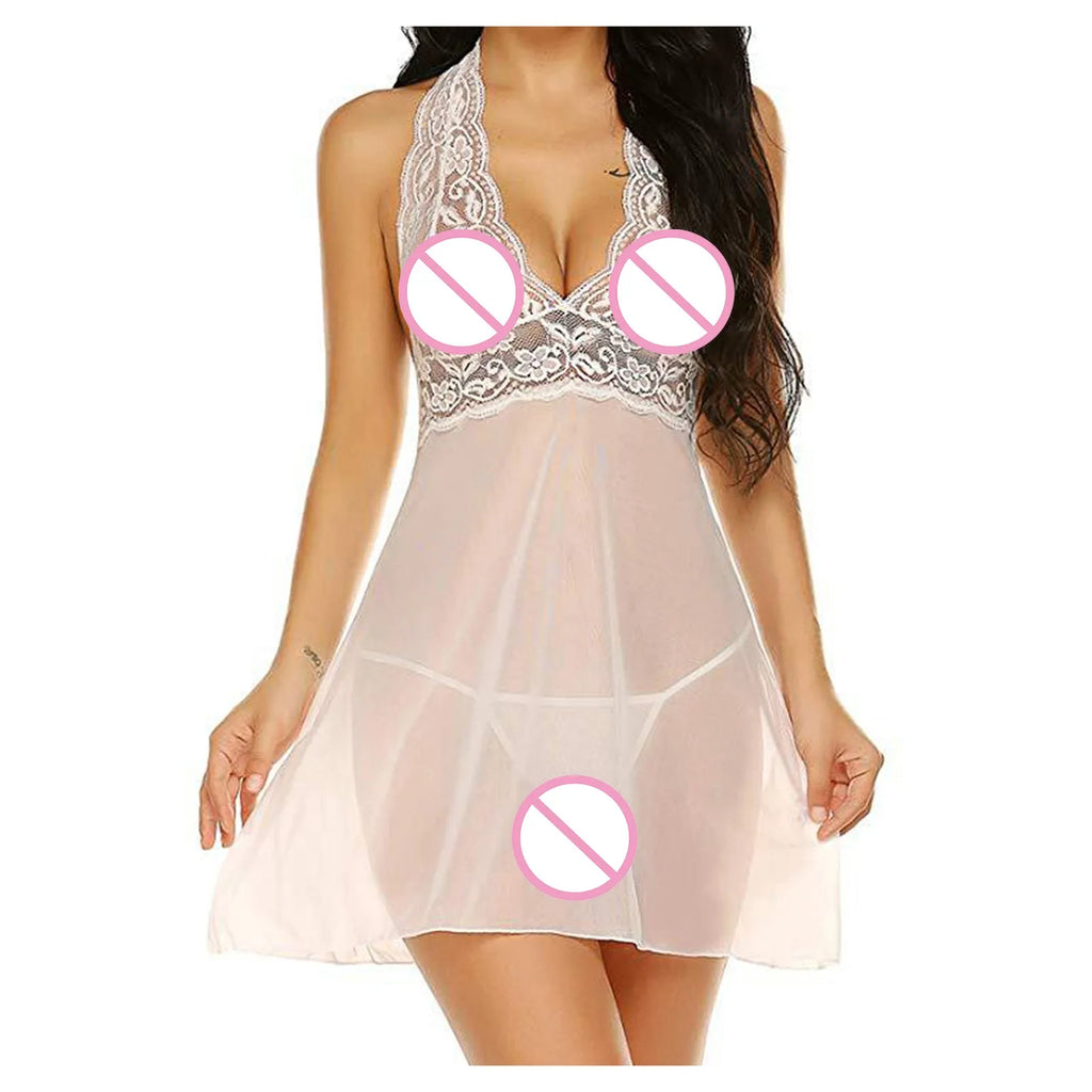 Sheer Mesh Sling Babydoll Chemise Lingerie