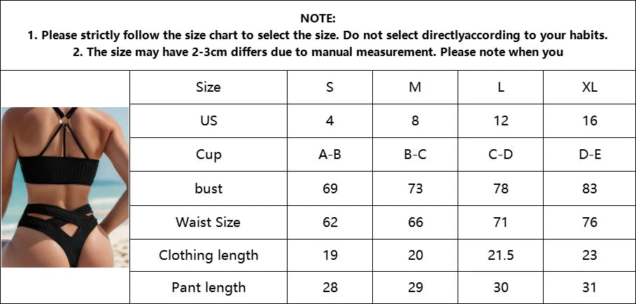 Celine Noir - U-Neck High-Waist Bikini