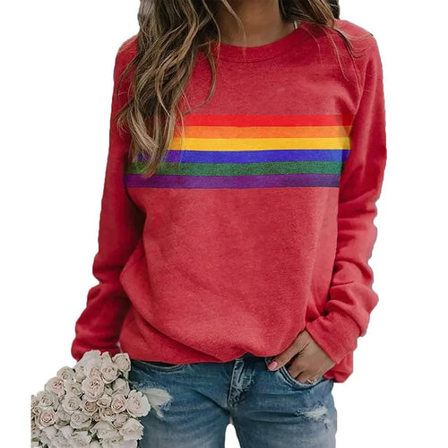 3D Printed Pullover Sweatshirt – Loose Long Sleeve Casual Top with Color Stripes