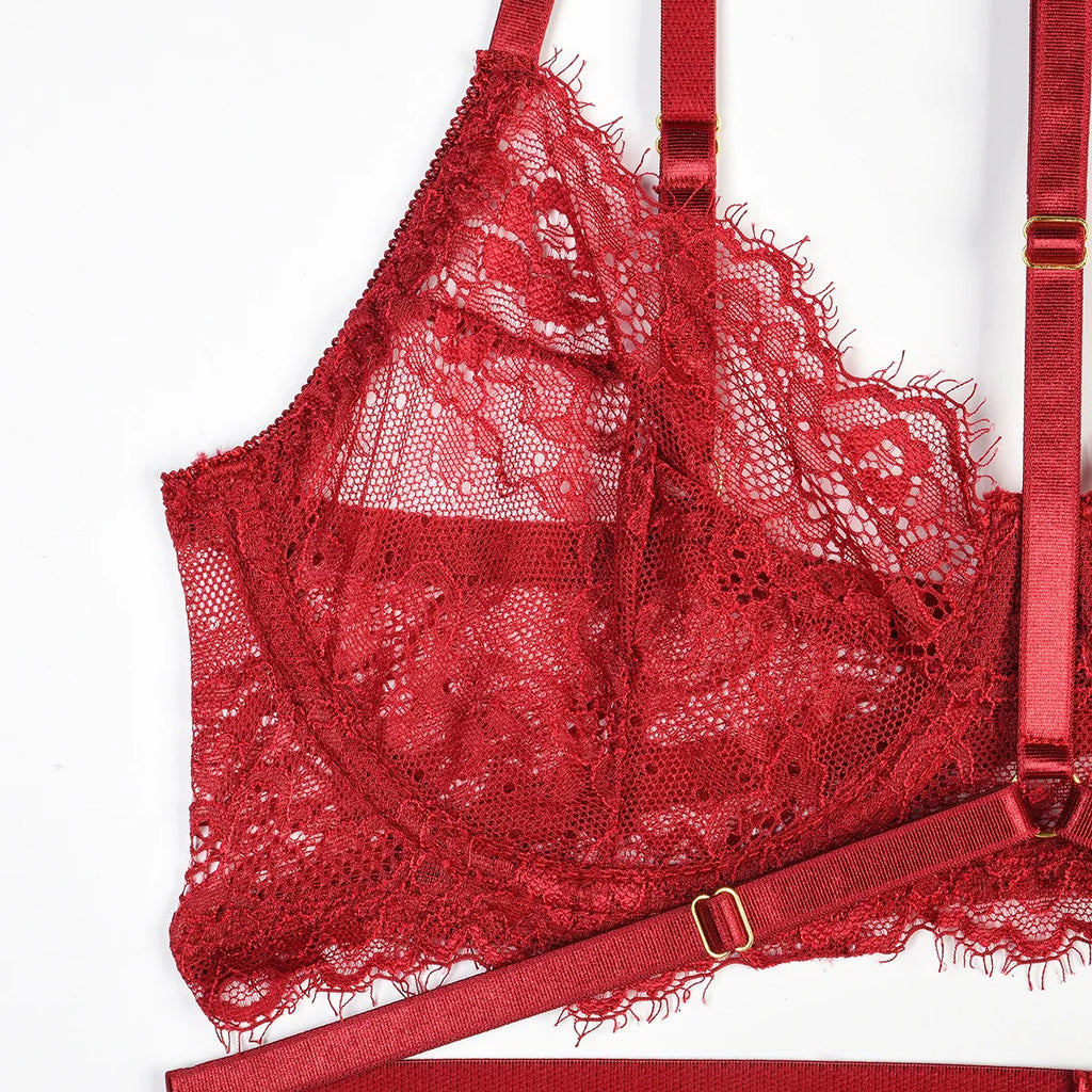 Patchwork Lace Lingerie Set – 3 Piece