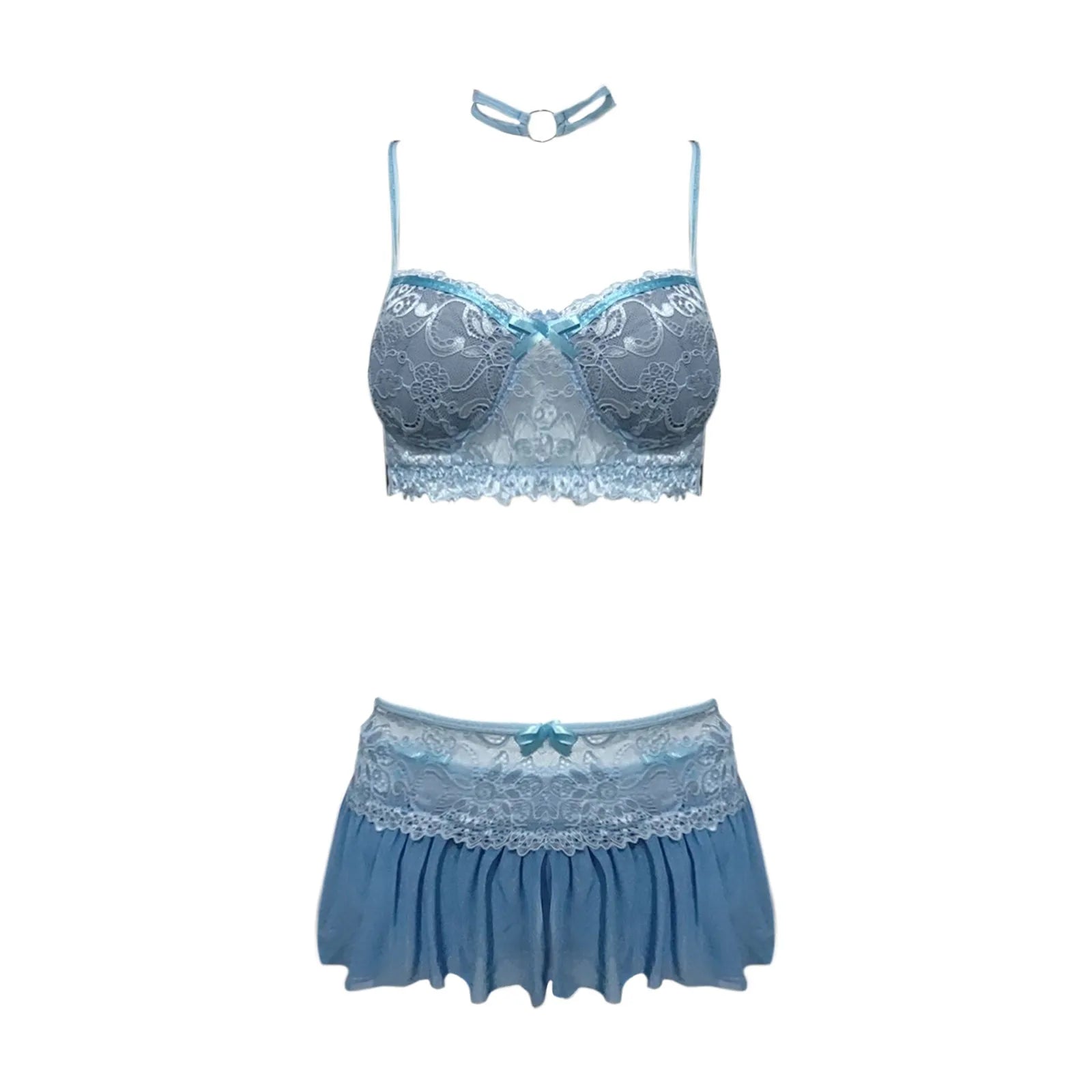 Hollow Lace Push Up Bra & Thong Lingerie Set