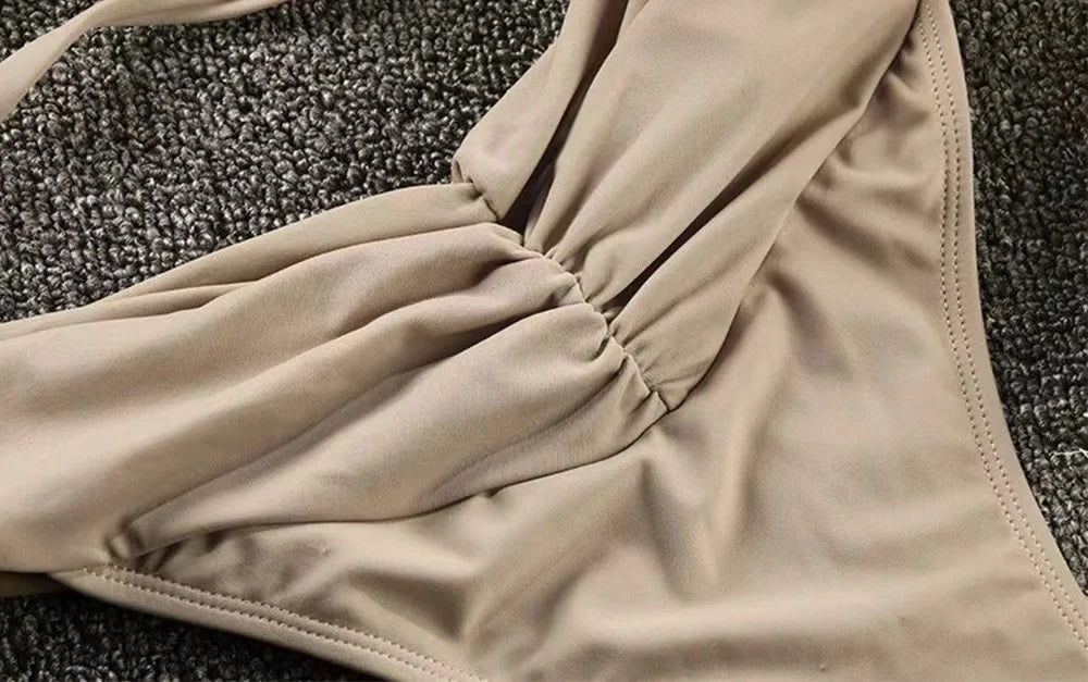 Sexy Micro Bikinis 2025 Women Halter Brazilian Bikini Set Female Pleated Swimsuit New Triangle Swimwear Beach Wear Bathing Suit