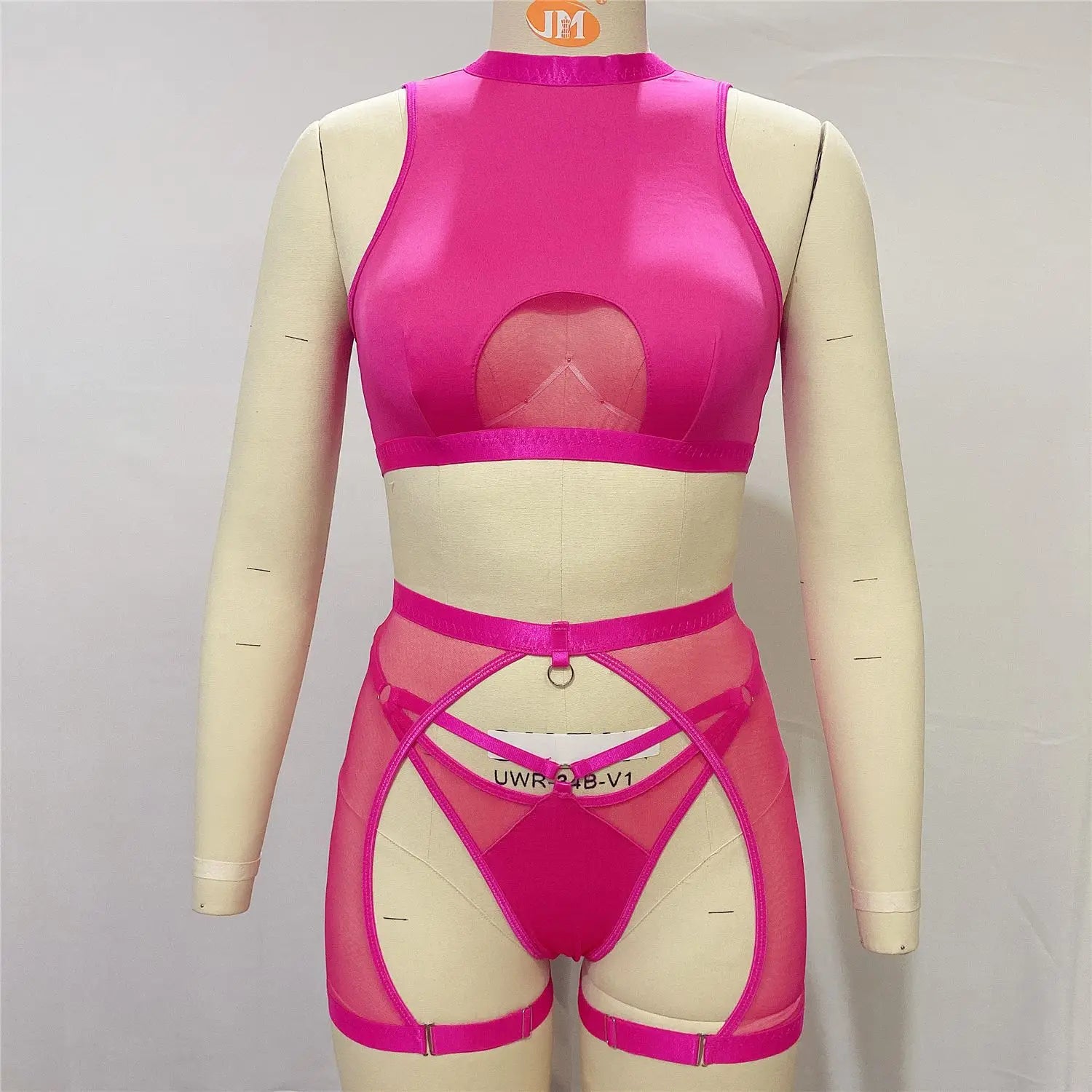 Sheer Mesh Wire-Free Lingerie Set (3pcs)