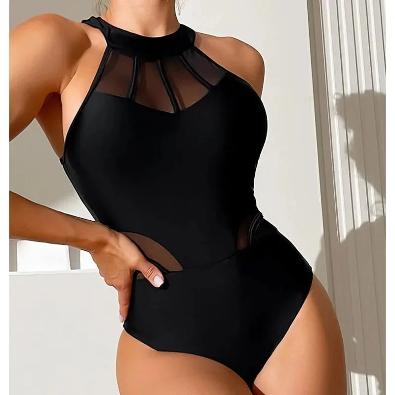 Women’s Mesh Net Push-Up One-Piece Swimsuit