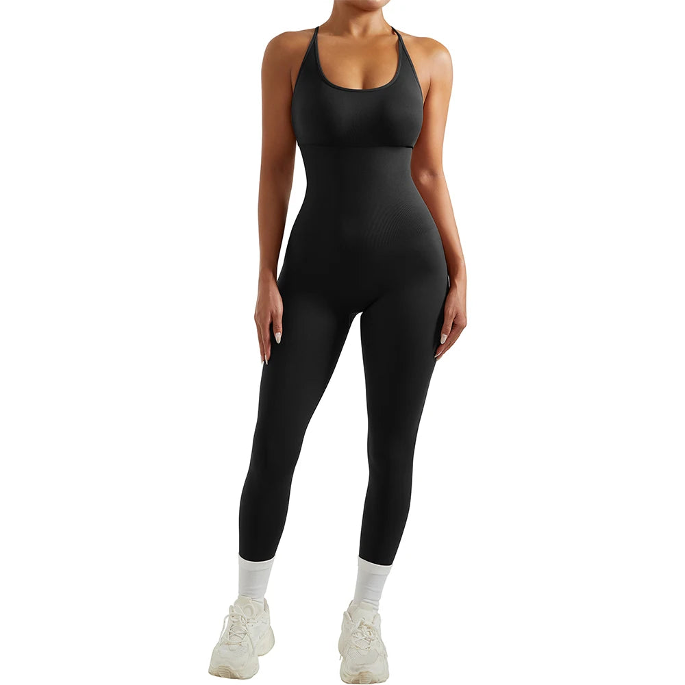 Sleeveless Bodycon Jumpsuit – Women’s Full-Season Fitness & Casual Sporty Playsuit