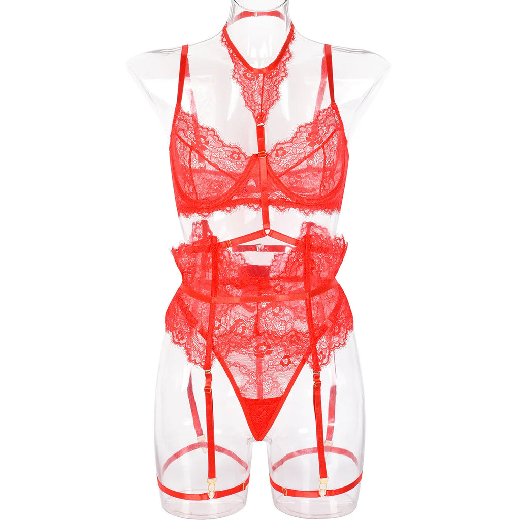 Patchwork Lace Lingerie Set – 3 Piece
