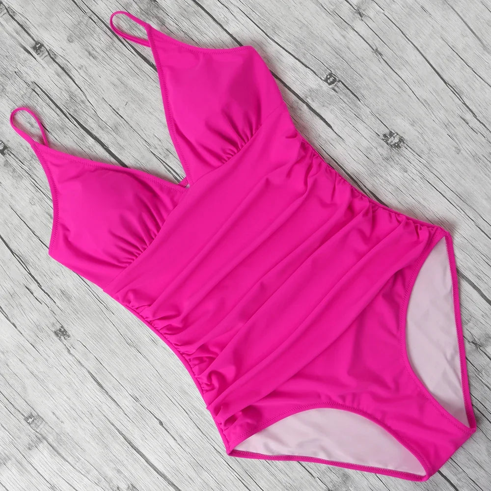Women’s Halter Push-Up One-Piece Swimsuit – Plus Size Tankini