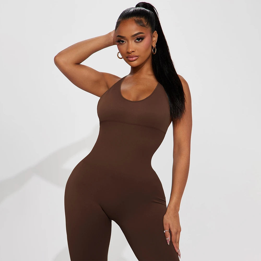 Sleeveless Bodycon Jumpsuit – Women’s Full-Season Fitness & Casual Sporty Playsuit