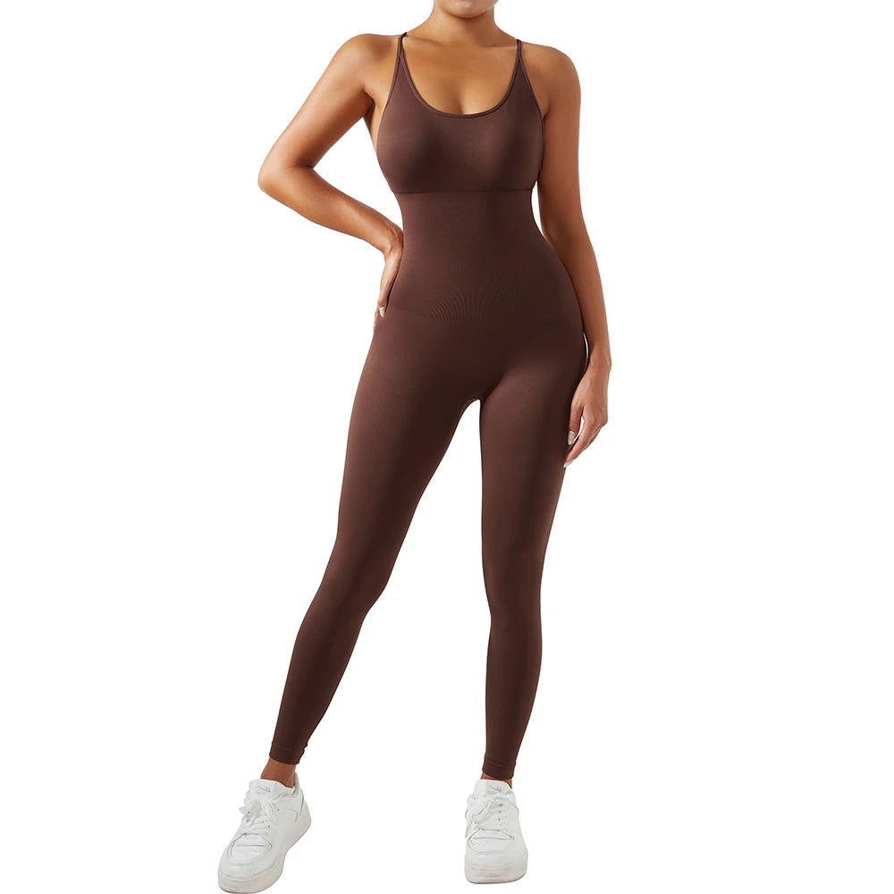 Sleeveless Bodycon Jumpsuit – Women’s Full-Season Fitness & Casual Sporty Playsuit