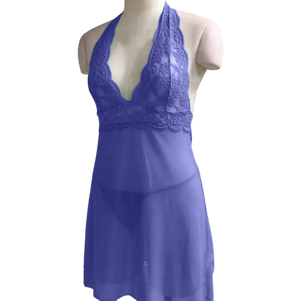 Sheer Mesh Sling Babydoll Chemise Lingerie