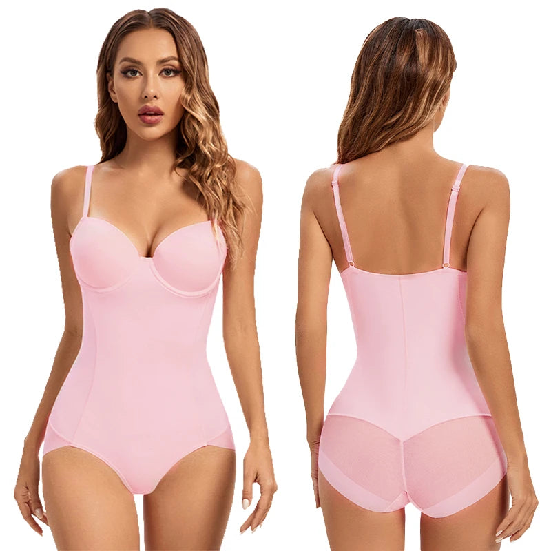 Women's White Underwire Bodysuit – Stretch Silky Shapewear