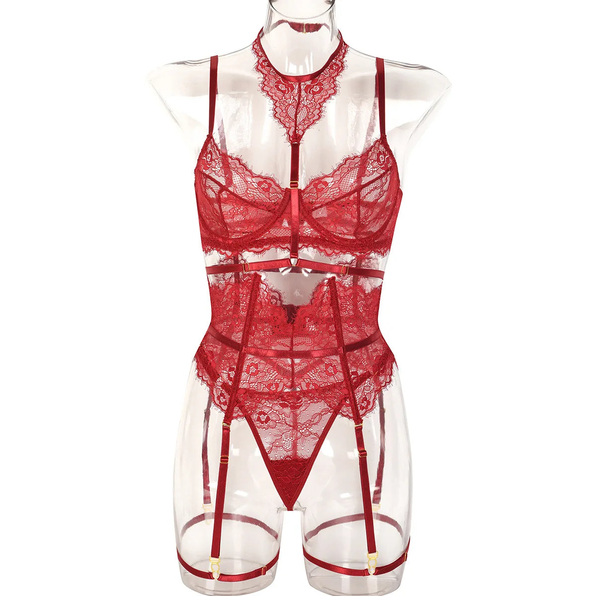 Patchwork Lace Lingerie Set – 3 Piece