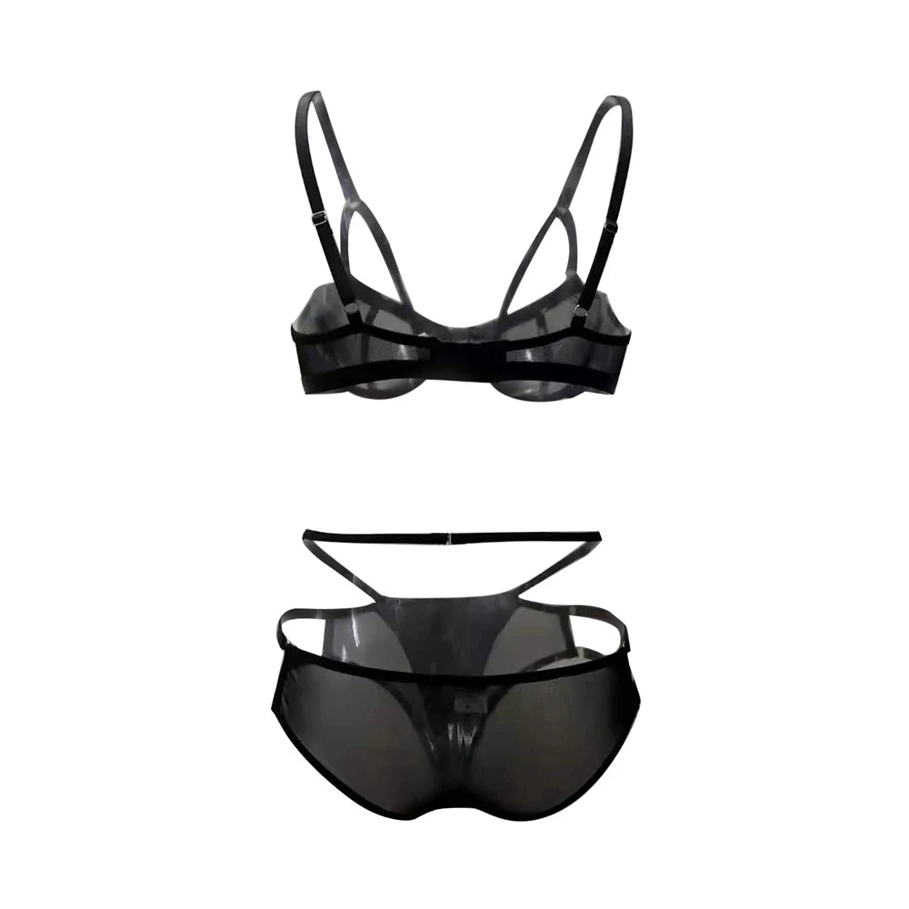 Mesh Sheer Harness Cage Bra & Panty Set