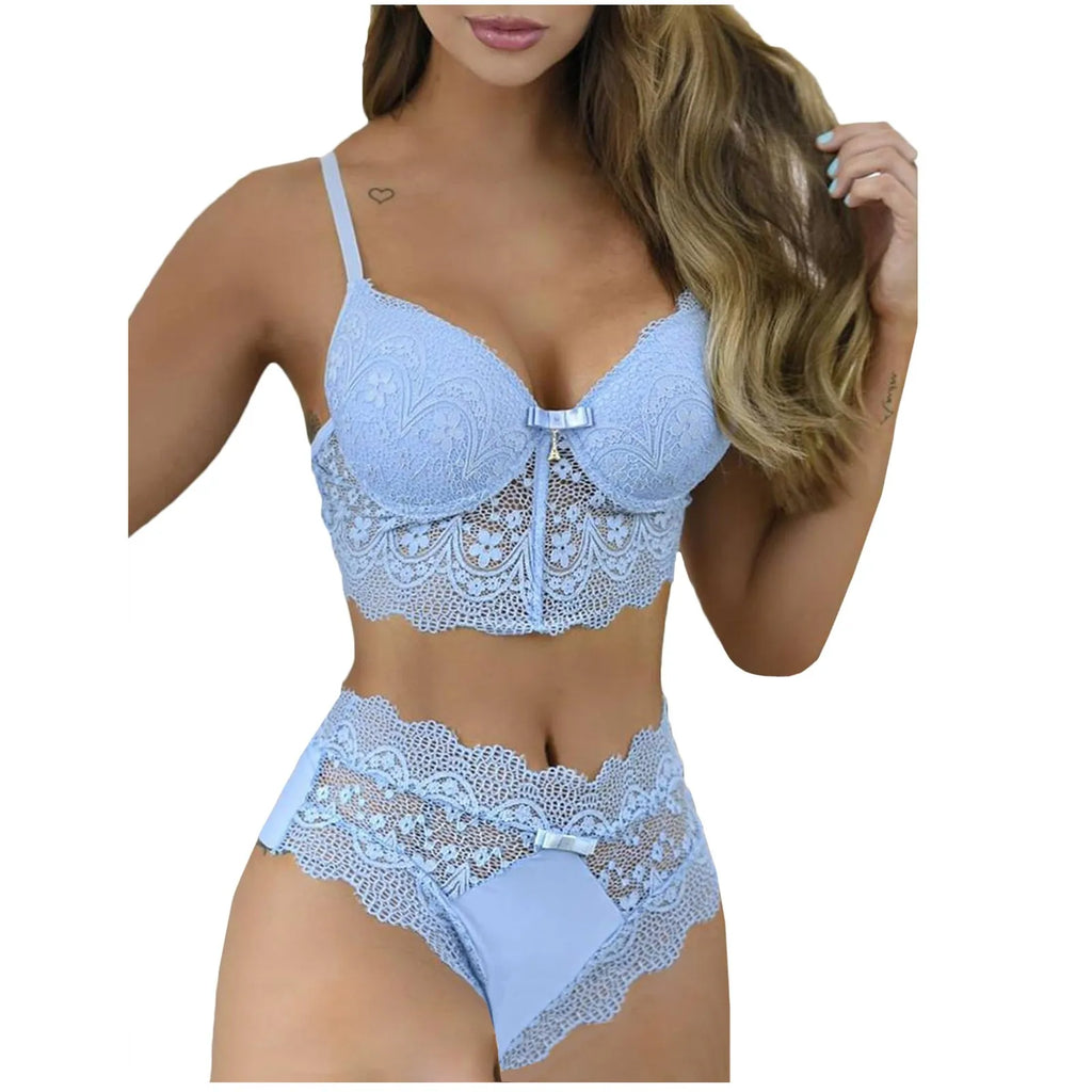 Underwire Lace Bra & Thong Lingerie Set