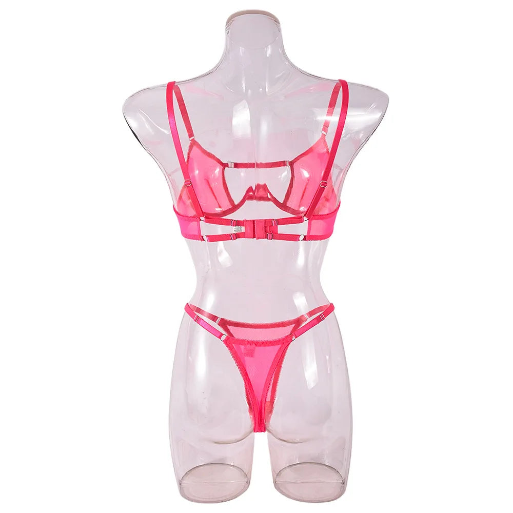 Sheer Lace Wireless Bra & Thong Set