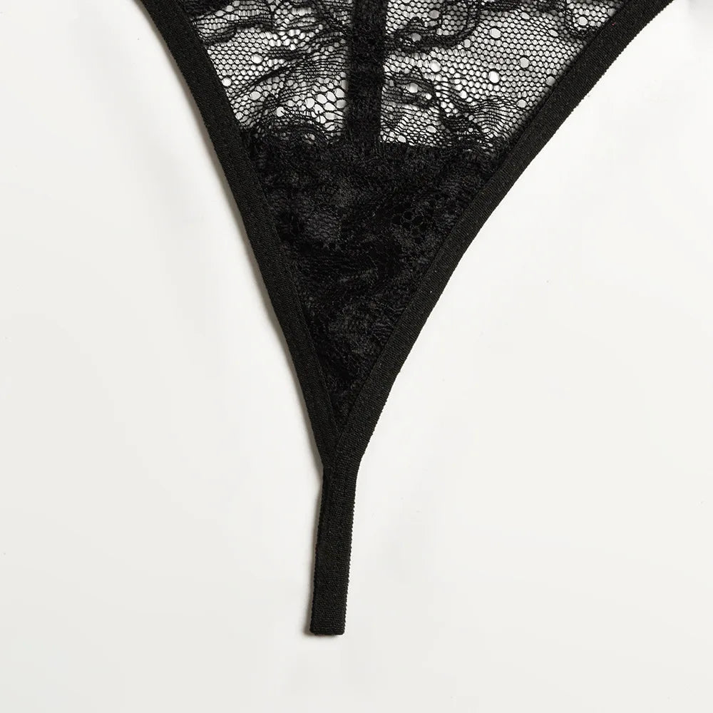 Patchwork Lace Lingerie Set – 3 Piece