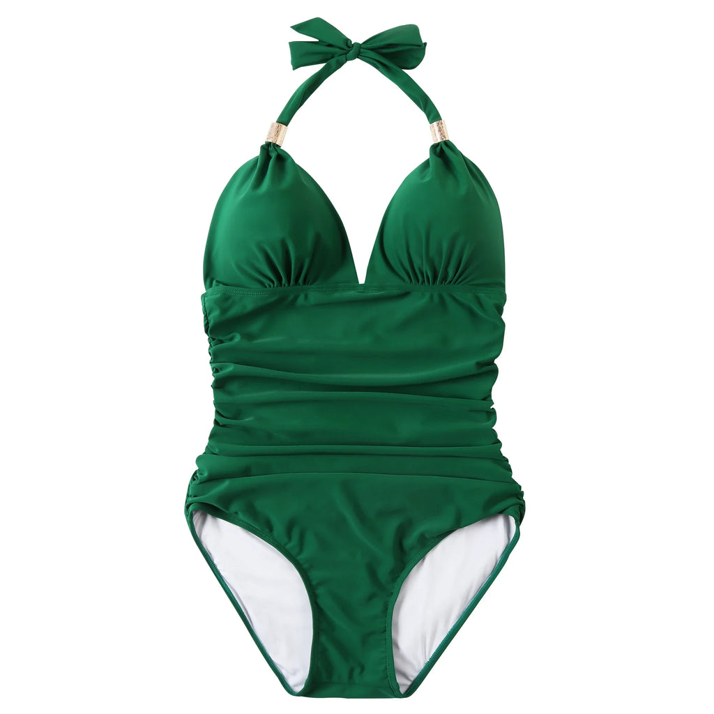Women’s Halter Push-Up One-Piece Swimsuit – Plus Size Tankini