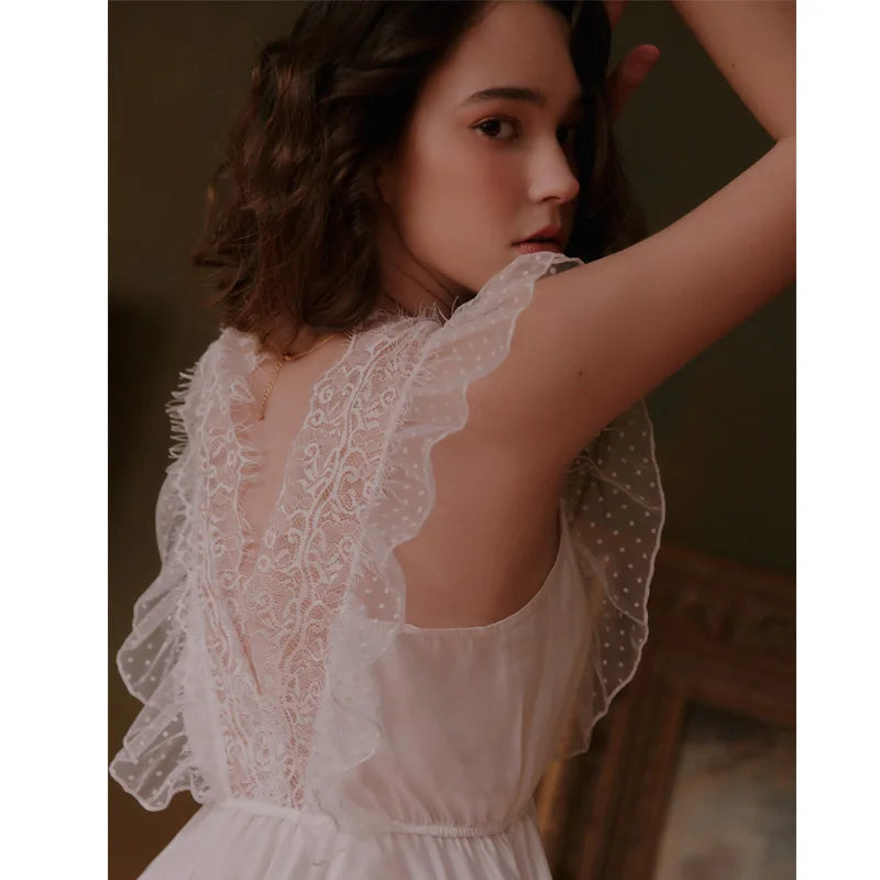 Eyelash Lace Embroidered Bodysuit Sheer Sleepwear