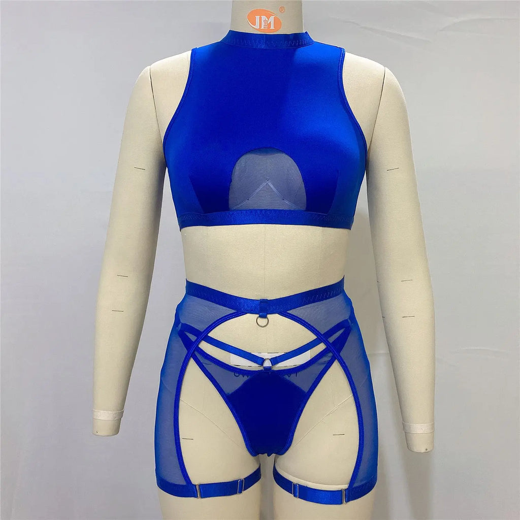 Sheer Mesh Wire-Free Lingerie Set (3pcs)