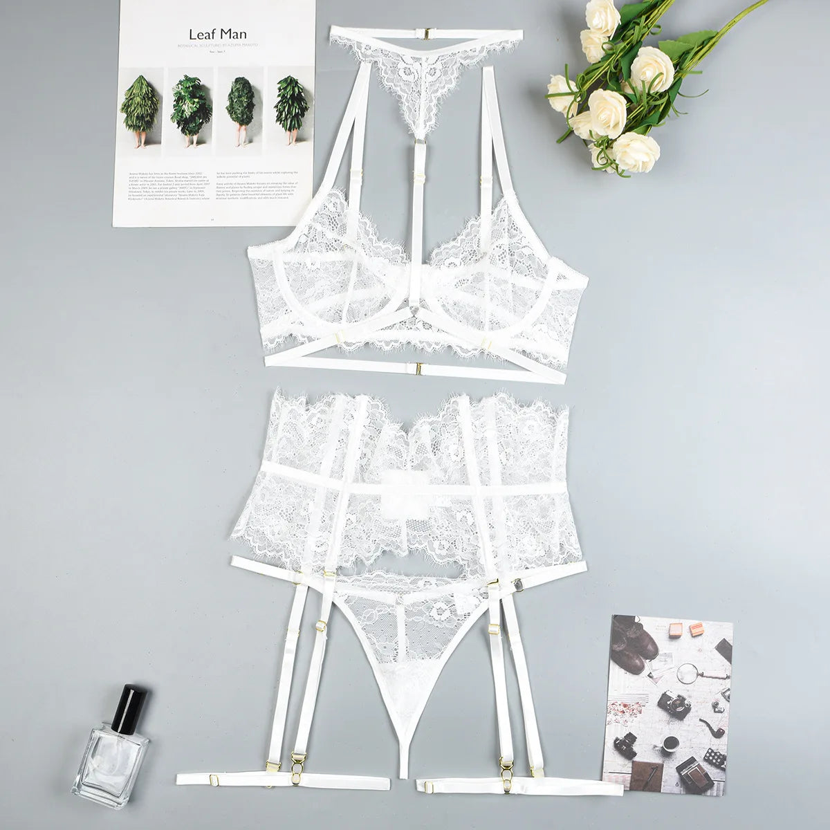 Patchwork Lace Lingerie Set – 3 Piece
