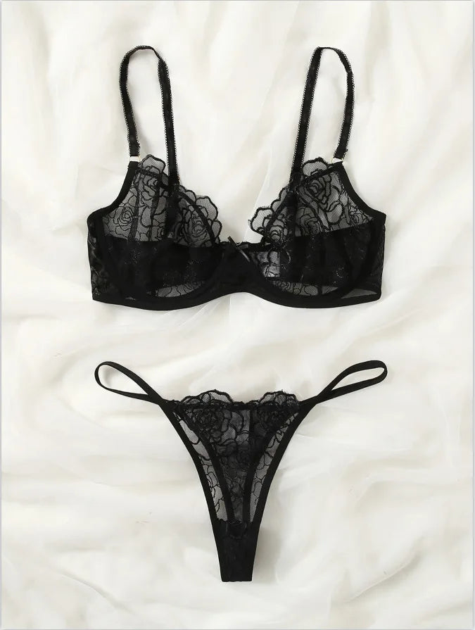 Plus Size Lace Mesh Babydoll with Open Crotch