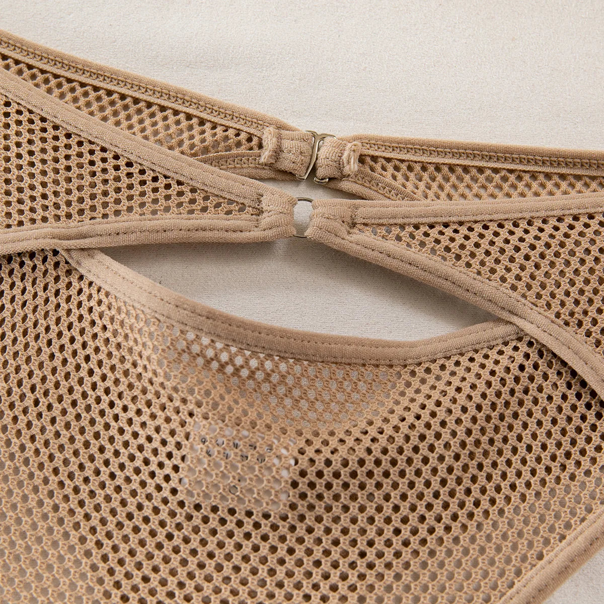 Sheer Mesh Embroidery Bra & Thong Set (2pcs)