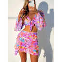 Women’s 4-Piece Bikini Set – High Waist with Skirt & Crop Top